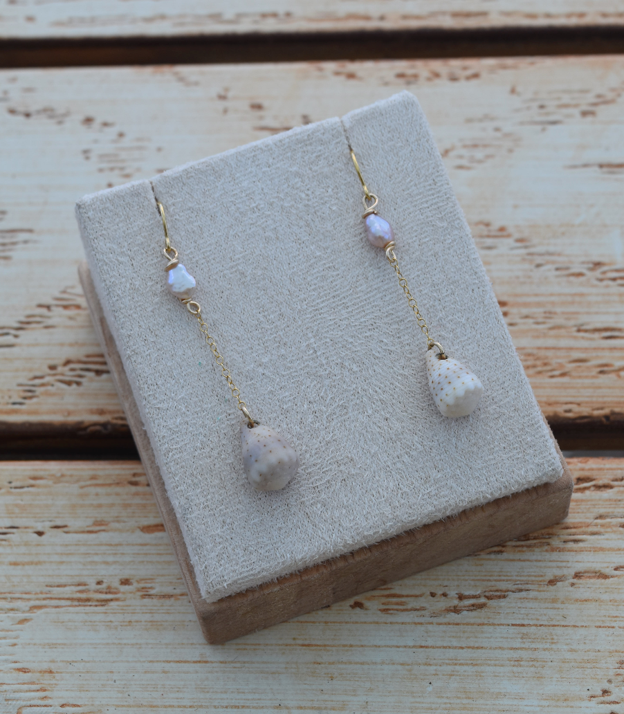 Keshi & Cone Threader Earrings