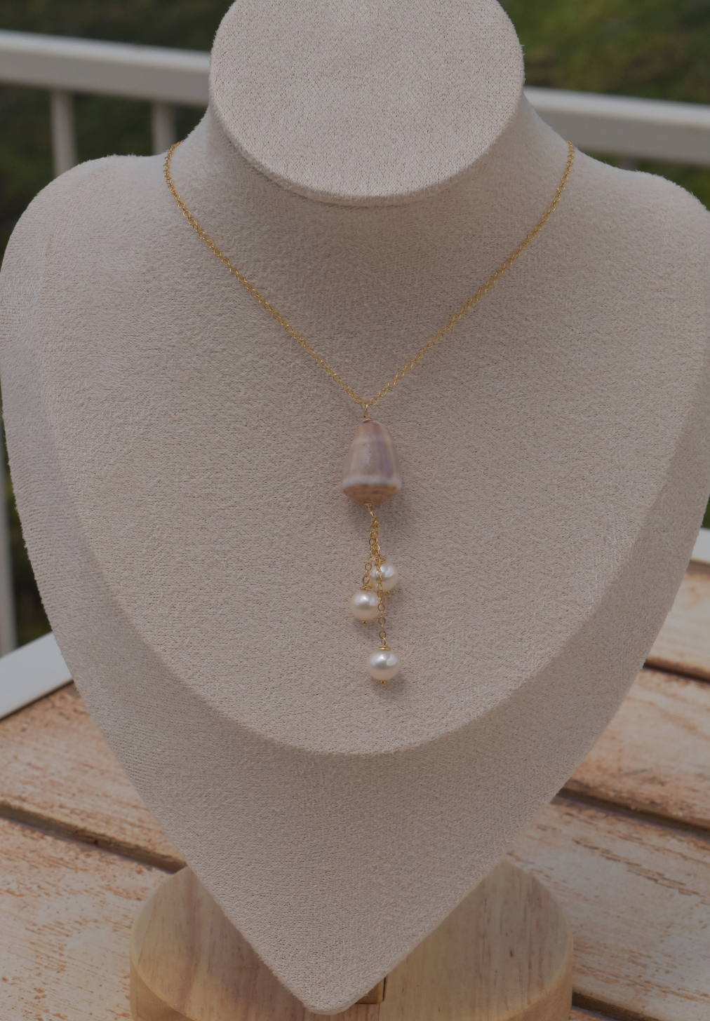 Cone Pearl Charm Necklace