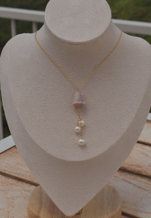 Cone Pearl Charm Necklace